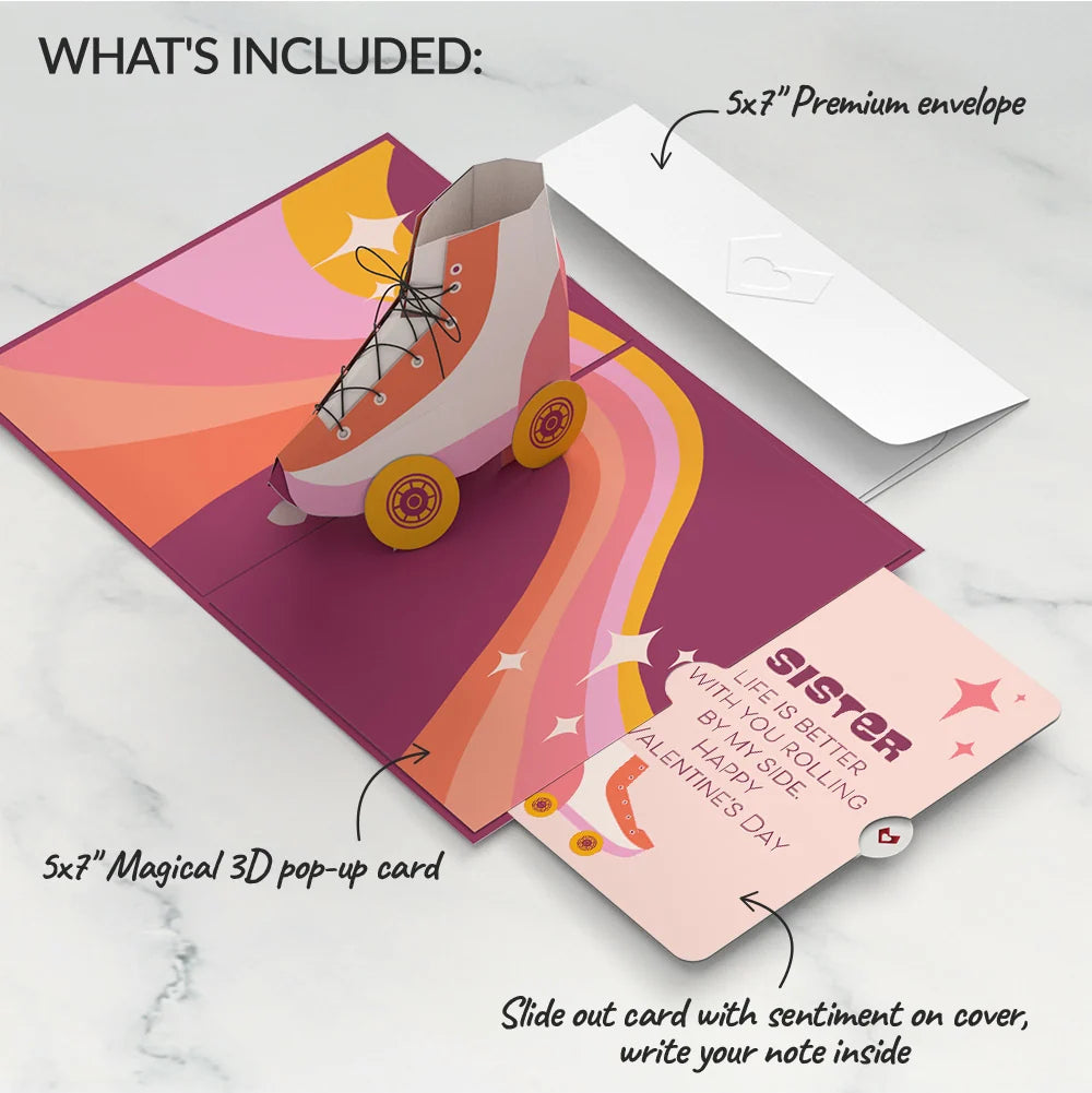 Lovepop Let the Good Times Roll Roller Skate Valentine Pop-Up Card and Sentiment Set for Sister