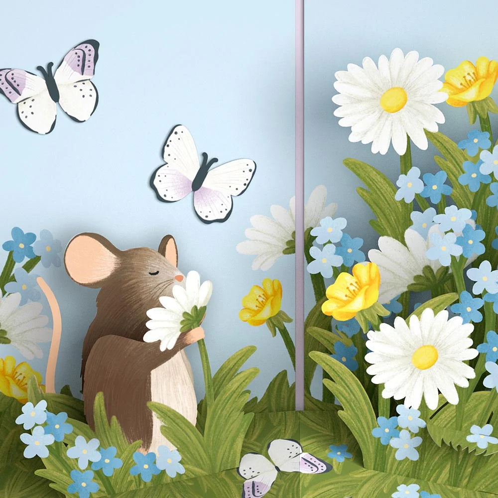 Lovepop Field Mouse in the Flowers Pop-Up Card
