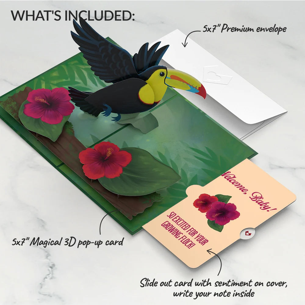 Lovepop Rainforest Toucan New Baby Pop-Up Card and Hibiscus Sentiment Set