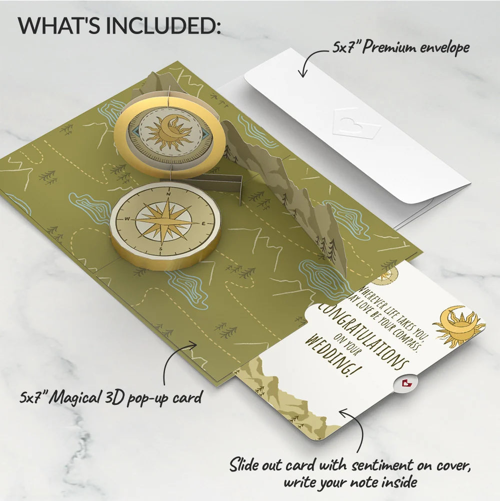 Lovepop Guiding Compass Wedding Pop-Up Card and Sentiment Set Cream