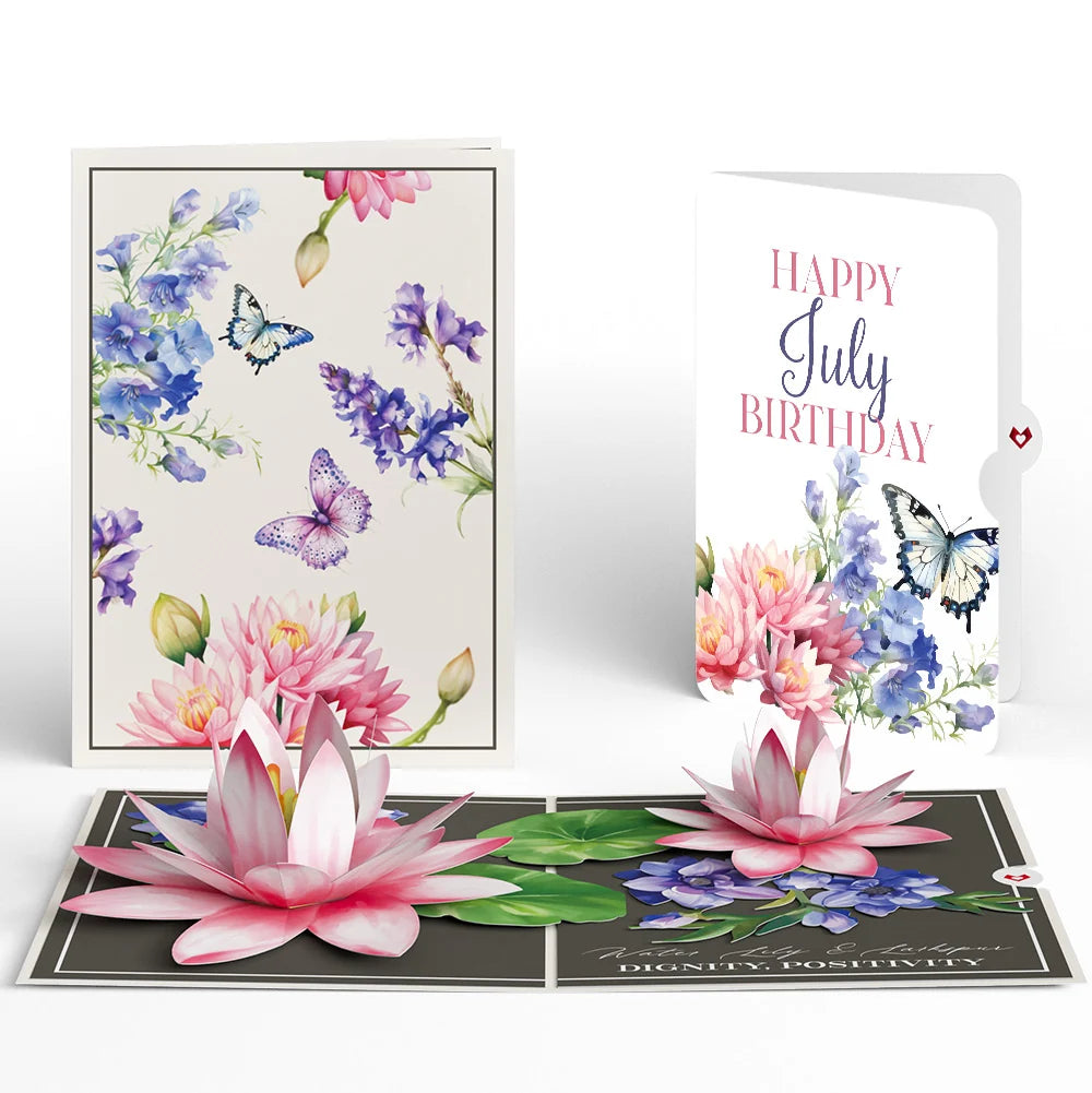 Lovepop Born to Bloom: July Birth Month Flowers Pop-Up Card and Water Lily & Larkspur Sentiment Set