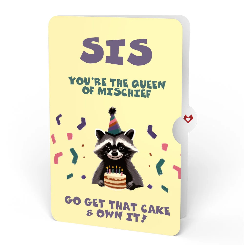 Lovepop Go Feral Raccoon Birthday Pop-Up Card and Sentiment Set for Sister Candle