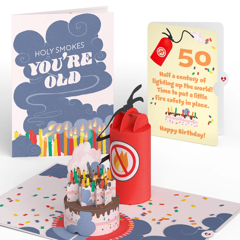 Lovepop Holy Smokes You’re Old 50th Birthday Pop-Up Card and Sentiment Set Candle