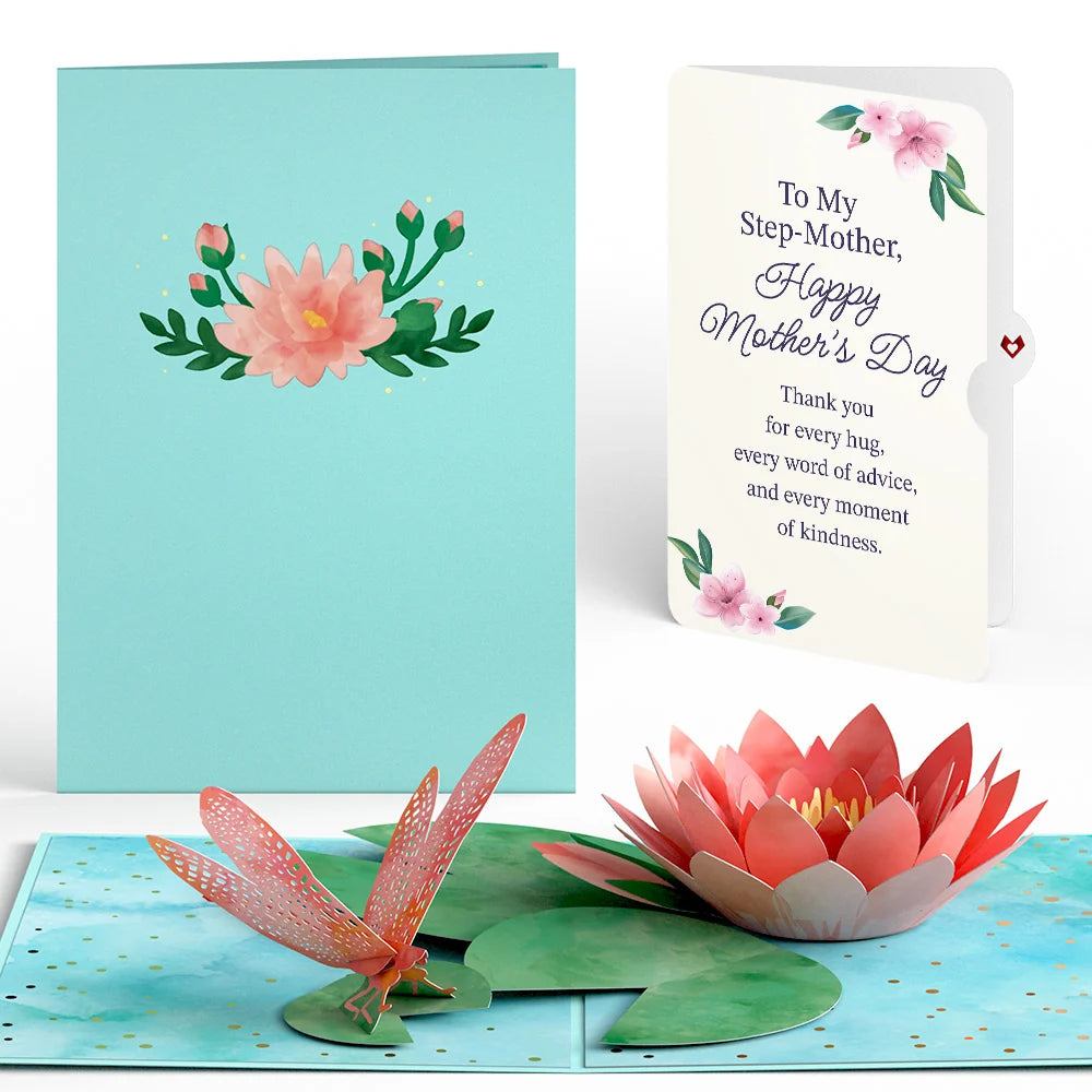 Lovepop Water Lily Dragonfly Mother’s Day Pop-Up Card and Sentiment Set for Step-Mother