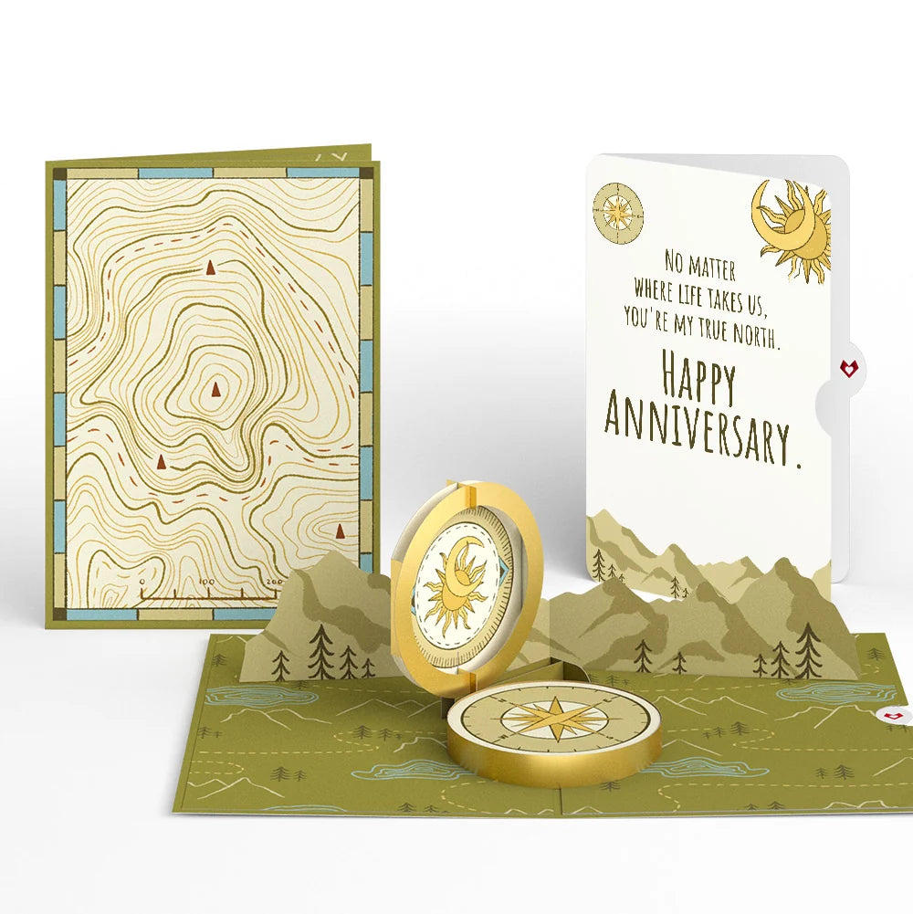 Lovepop Guiding Compass Anniversary Pop-Up Card and Sentiment Set Cream