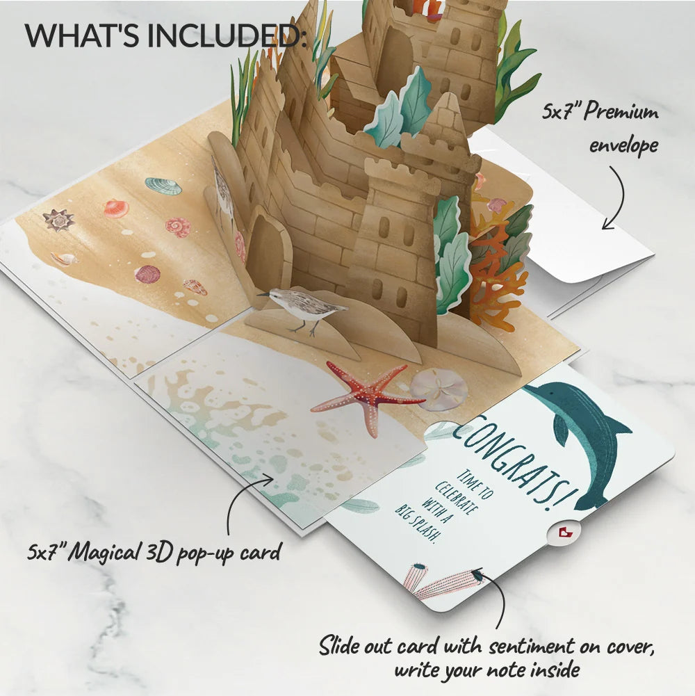 Lovepop Seaside Sandcastle Congratulations Pop-Up Card and Sentiment Set