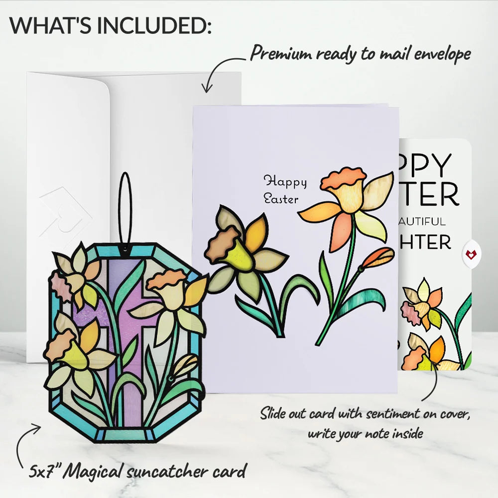 Lovepop Happy Easter Daffodil Easter Suncatcher Card and Sentiment Set for Daughter Glass