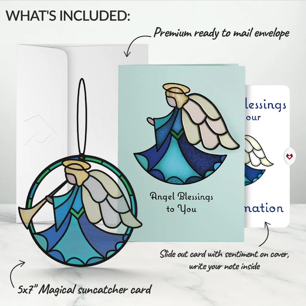 Lovepop Angel Blessings to You Confirmation Suncatcher Card and Sentiment Set Glass
