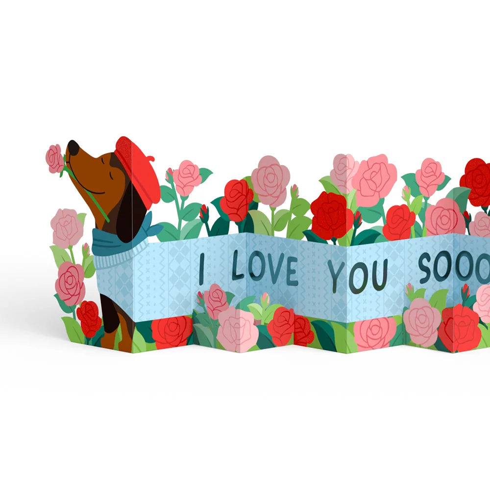 Lovepop Love You So Much Dog Valentine Loooooong Card (Expands to 2 feet) and Sentiment Set for Husband