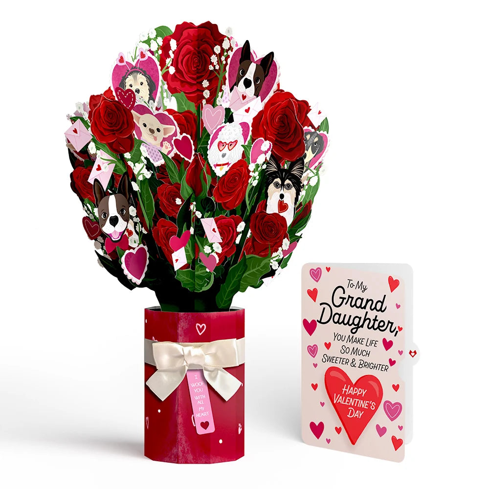 Lovepop I Woof You Dog Valentine Bouquet and Sentiment Set for Granddaughter Vase