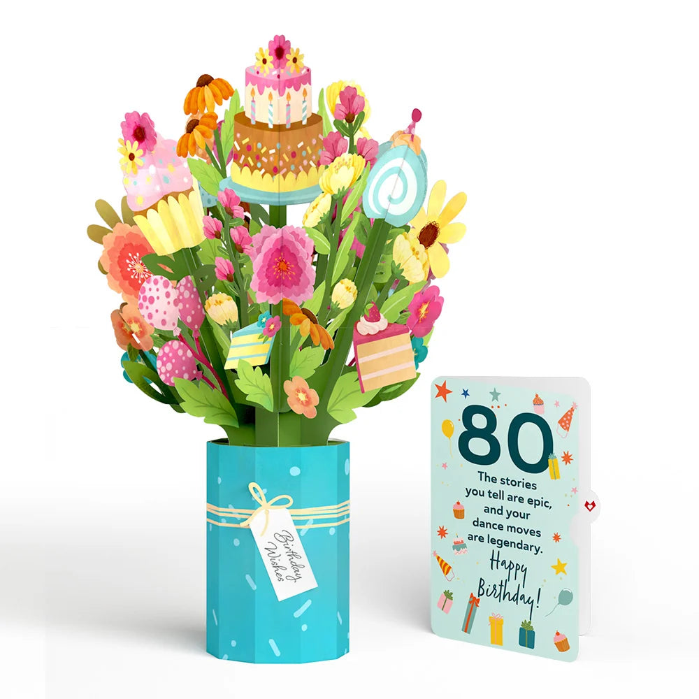 Lovepop Sweet 80th Birthday Wishes Bouquet and Sentiment Set Vase