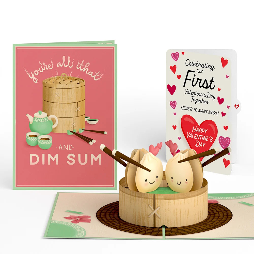 Lovepop You’re All That and Dim Sum Our First Valentine Together Pop-Up Card and Sentiment Set Tea