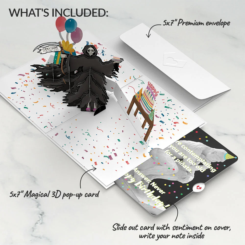 Lovepop Grim Reaper Dark Humor Birthday with The Thinker Pop-Up Card and Sentiment Set
