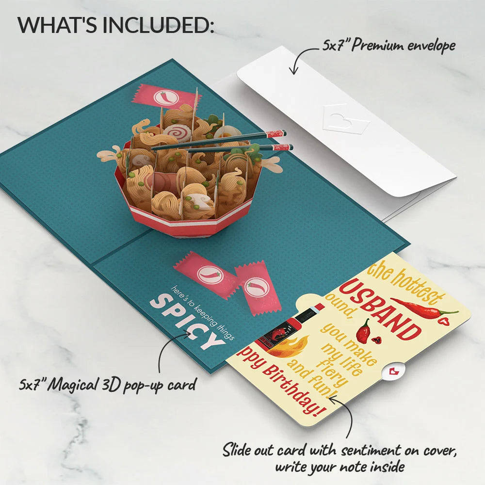 Lovepop Send Noods Spicy Birthday Pop-Up Card and Sentiment Set for Husband Bowl