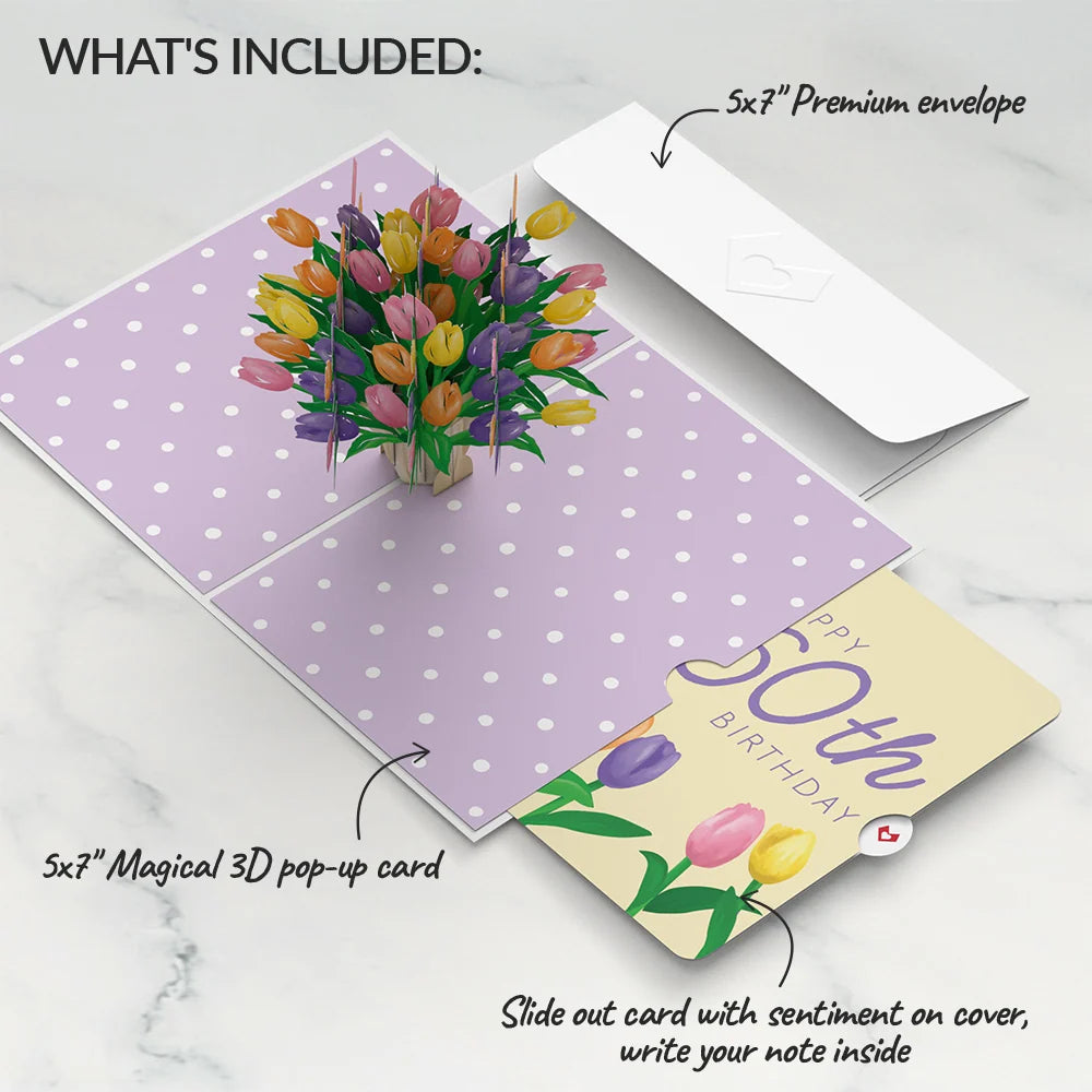 Lovepop Tulips 60th Birthday Pop-Up Card and Sentiment Set Vase