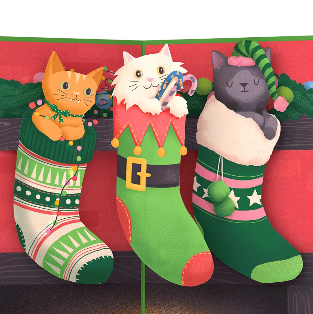 Lovepop Christmas Cat Stockings Pop-Up Card and Blessing Tree Sentiment Set