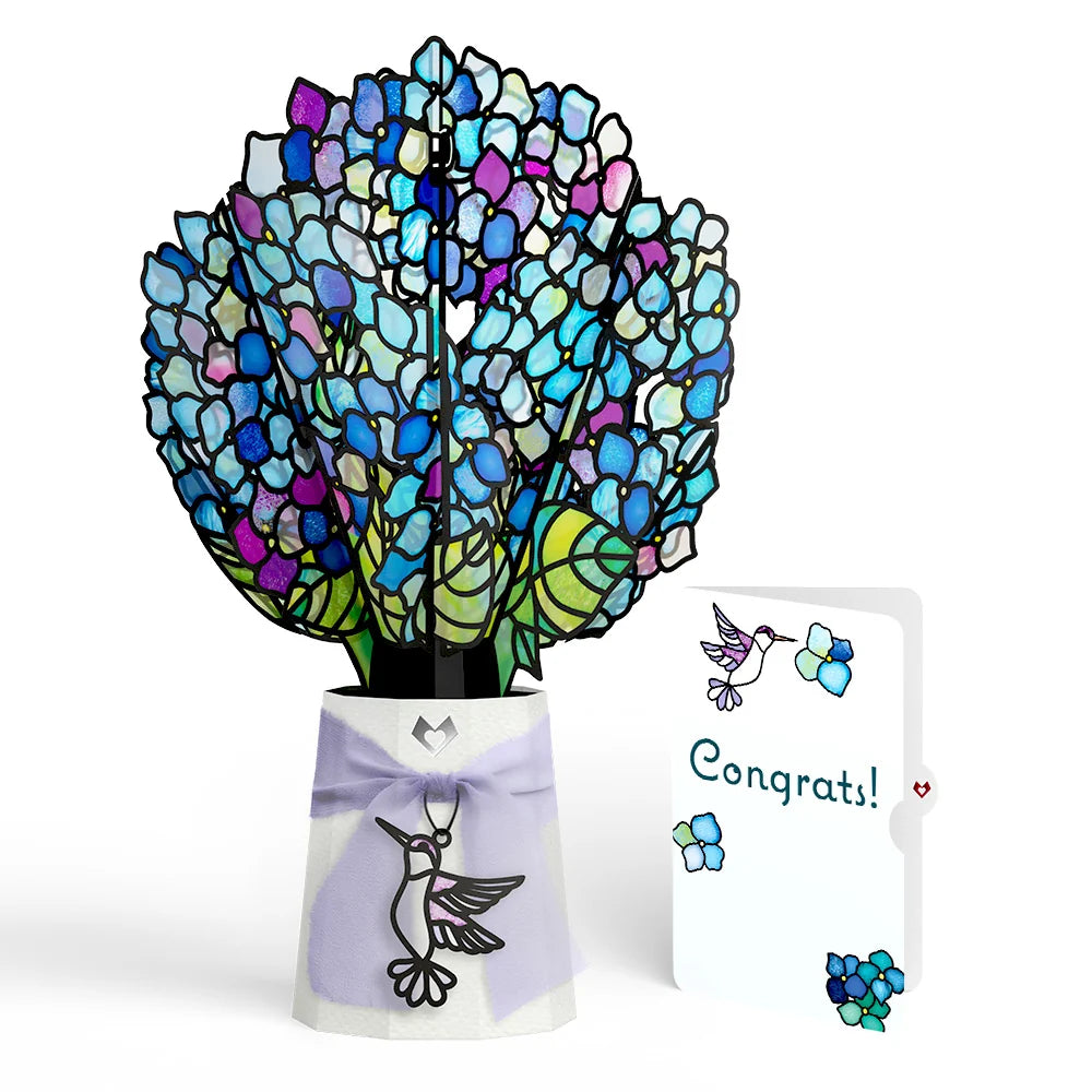 Lovepop Sunlit Hydrangeas Congratulations Suncatcher Bouquet and Sentiment Set Glass