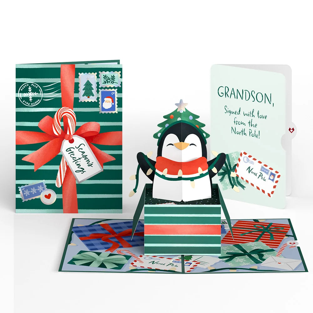 Lovepop Season’s Greetings Penguin Surprise Pop-Up Card and Sentiment Set for Grandson
