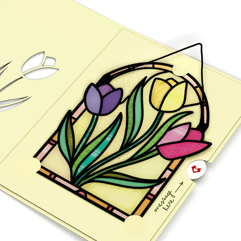 Lovepop Here for You Tulips Suncatcher Card