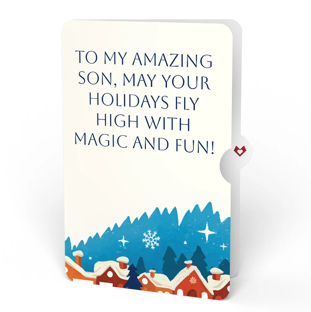 Lovepop Christmas Eve Sleigh Ride Music and Lights Pop-Up Card and Snow Village Sentiment Set for Son