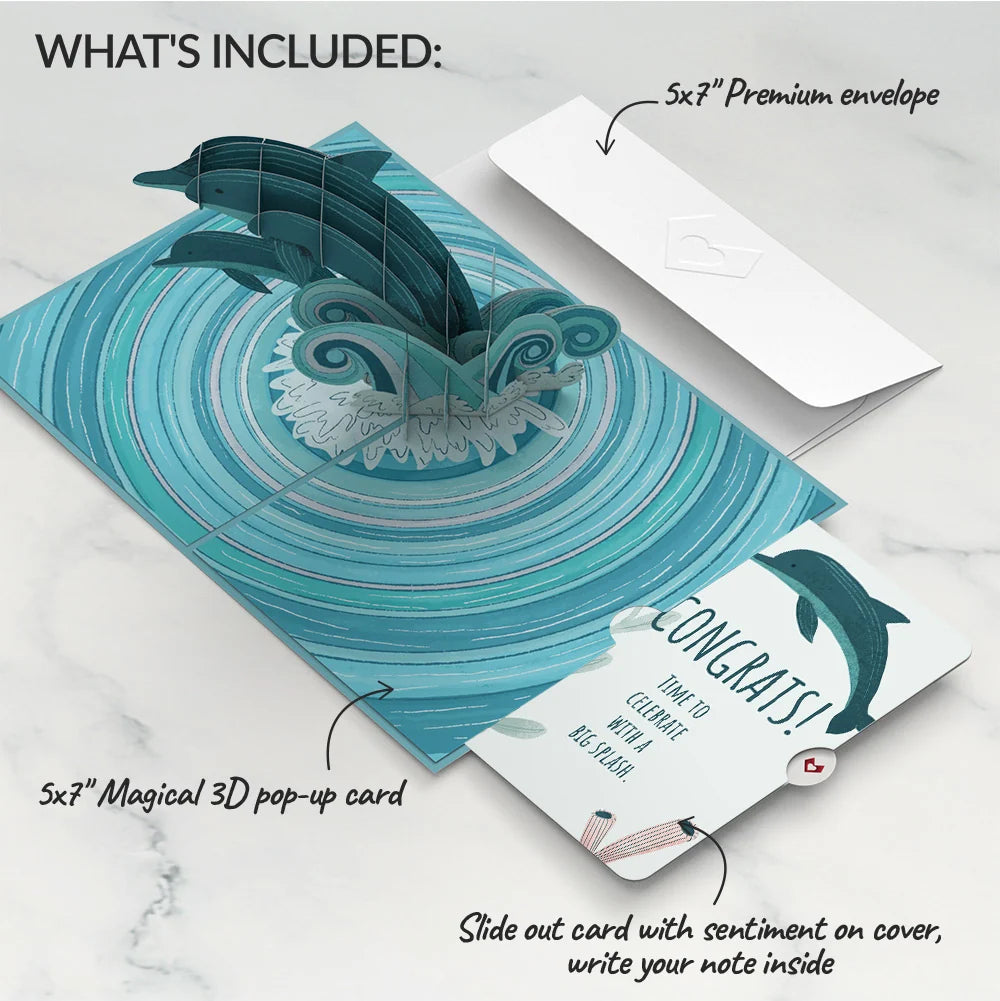 Lovepop Playful Dolphins Congratulations Pop-Up Card and Sentiment Set