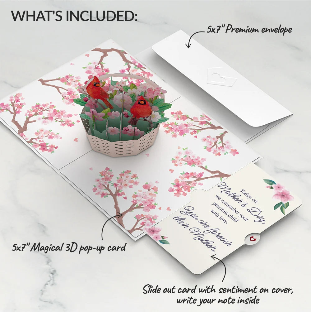 Lovepop Cherry Blossom Basket with Cardinals Mother’s Day Pop-Up Card and You Are Forever Their Mom Sentiment Set