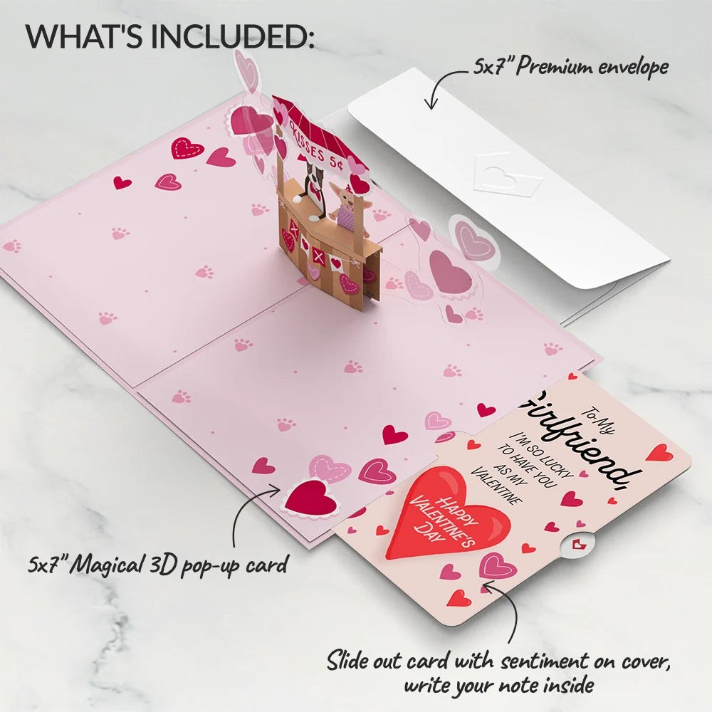 Lovepop Love You Furever Dog Kisses Valentine Pop-Up Card and Sentiment Set for Girlfriend