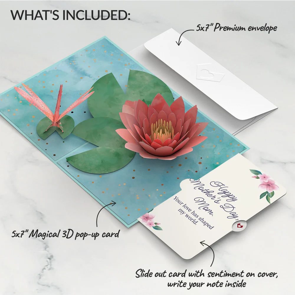 Lovepop Water Lily Dragonfly Mother’s Day Pop-Up Card and Sentiment Set for Mom