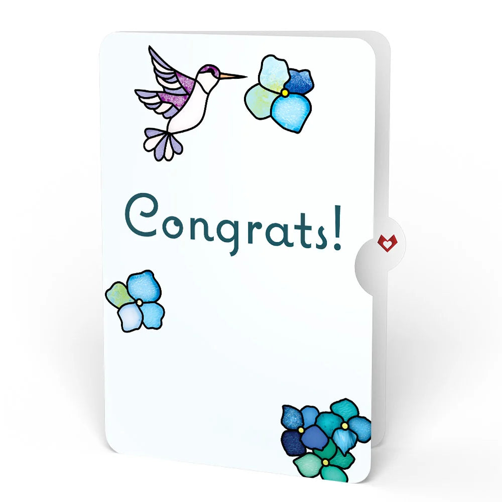 Lovepop Sunlit Hydrangeas Congratulations Suncatcher Bouquet and Sentiment Set Glass