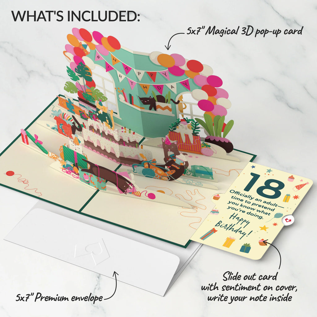 Lovepop Party Cats 18th Birthday Pop-Up Card and Sentiment Set