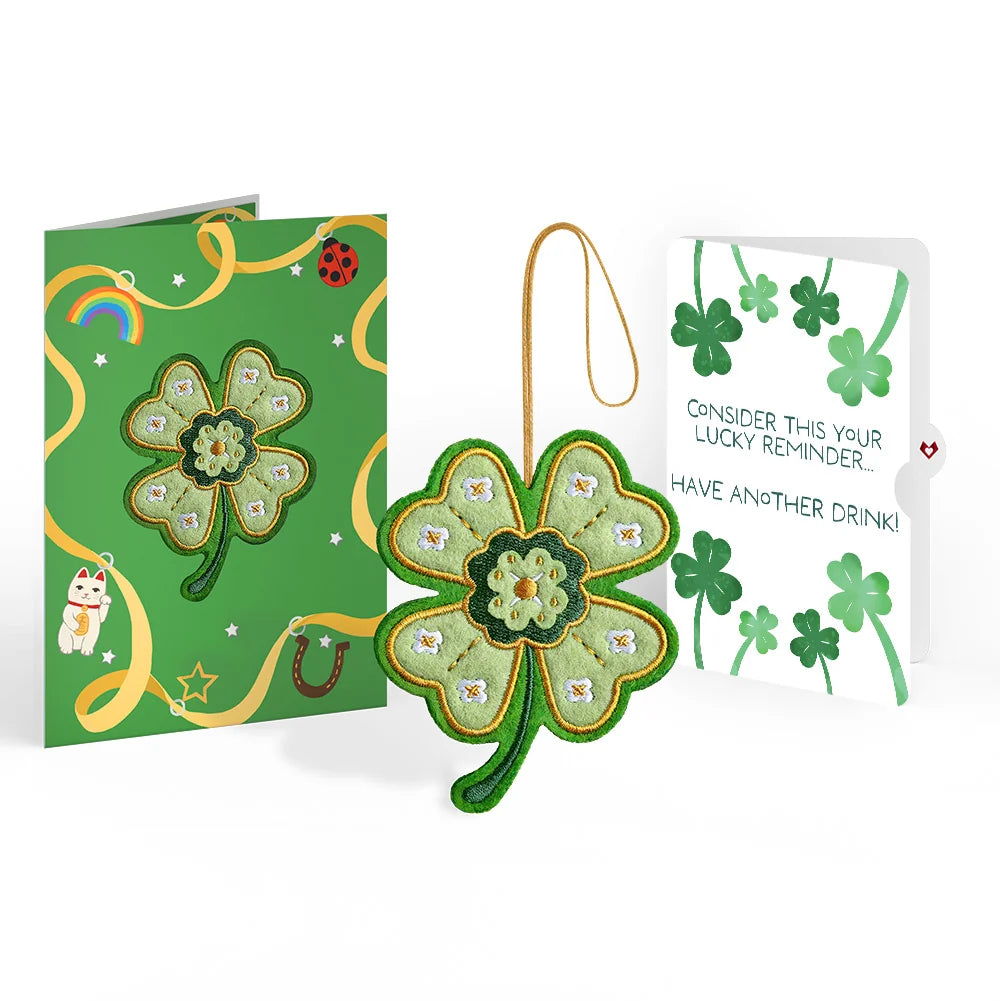 Lovepop Lucky Clover St. Patrick’s Day Heartfelt Charm Card and Shamrock Cheers Sentiment Set Bag