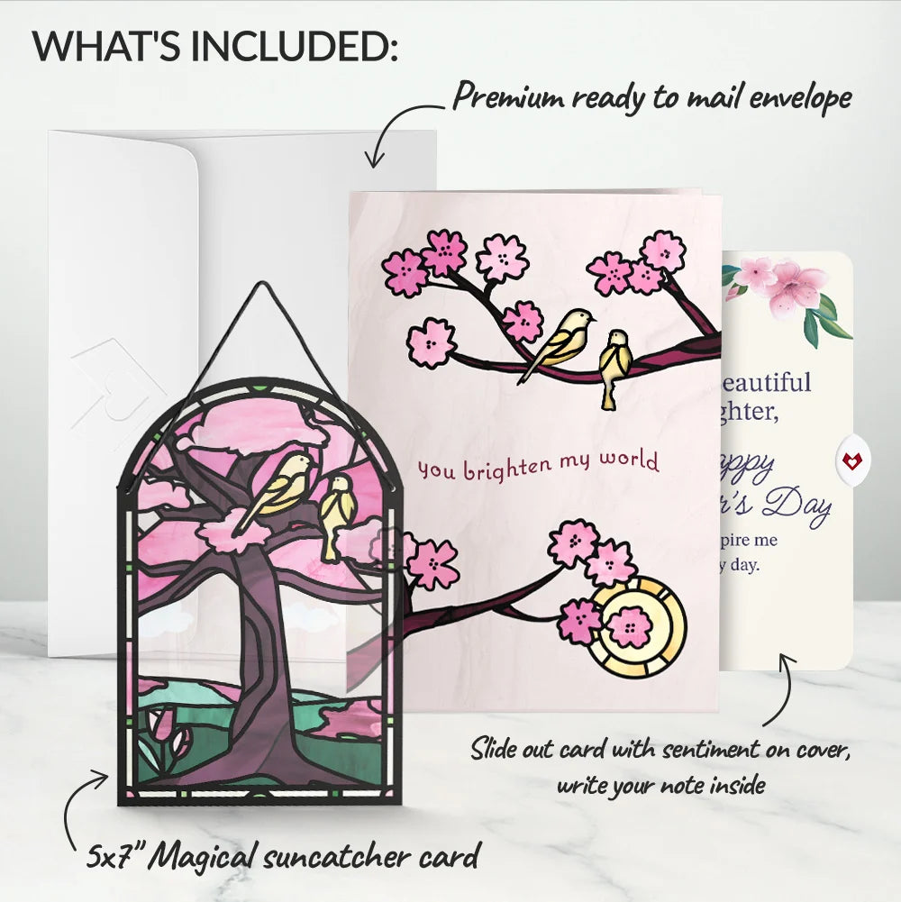 Lovepop You Brighten My World Birds Mother’s Day Suncatcher Card and Sentiment Set for Daughter Glass