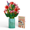 Lovepop Hibiscus Birthday Bouquet and Cardio Queen Sentiment Set Vase
