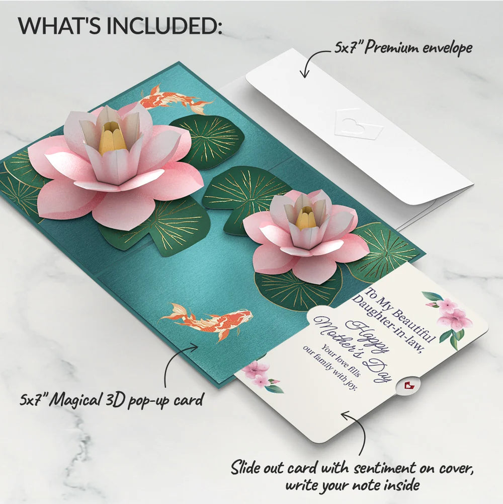 Lovepop Koi Fish and Lotus Pond Mother’s Day Pop-Up Card and Sentiment Set for Daughter-in-law