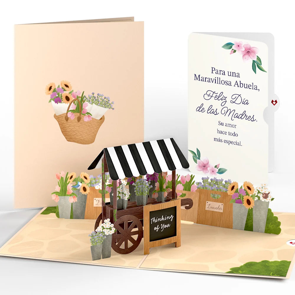 Lovepop Thinking of You Flower Cart Mother’s Day Pop-Up Card and Sentiment Set for Spanish Grandmother Basket
