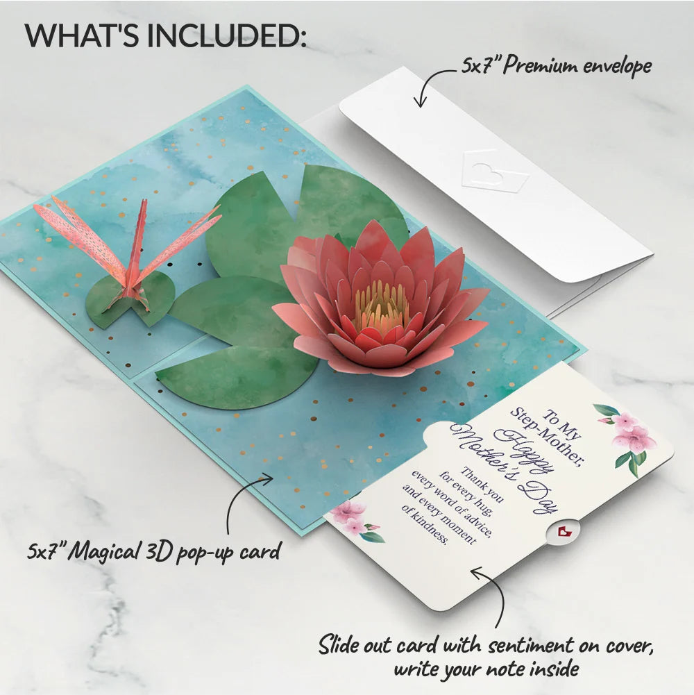 Lovepop Water Lily Dragonfly Mother’s Day Pop-Up Card and Sentiment Set for Step-Mother