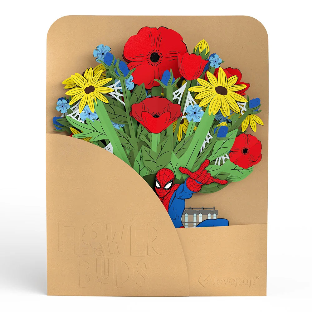 Lovepop Marvel’s Spider-Man Plushpop Card & Flower Buds Bouquet Bundle