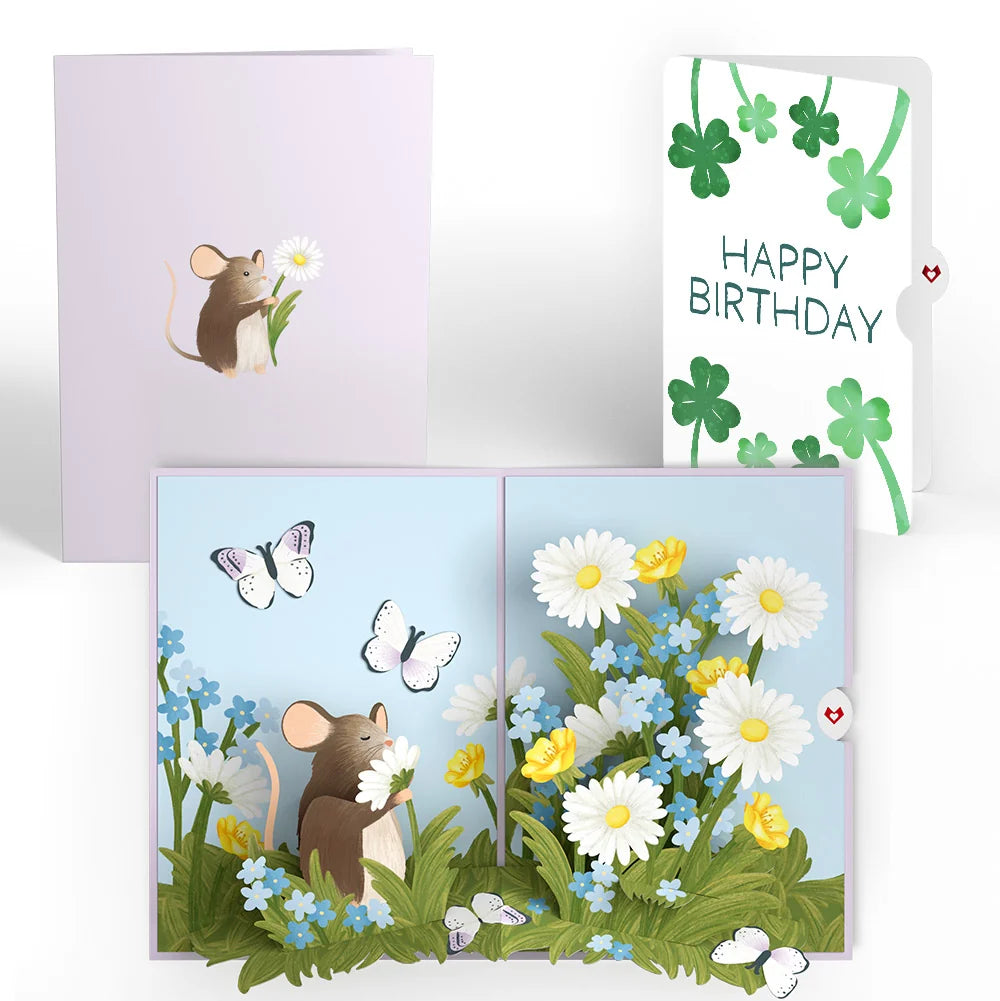Lovepop Field Mouse in the Flowers Birthday Pop-Up Card and Sentiment Set