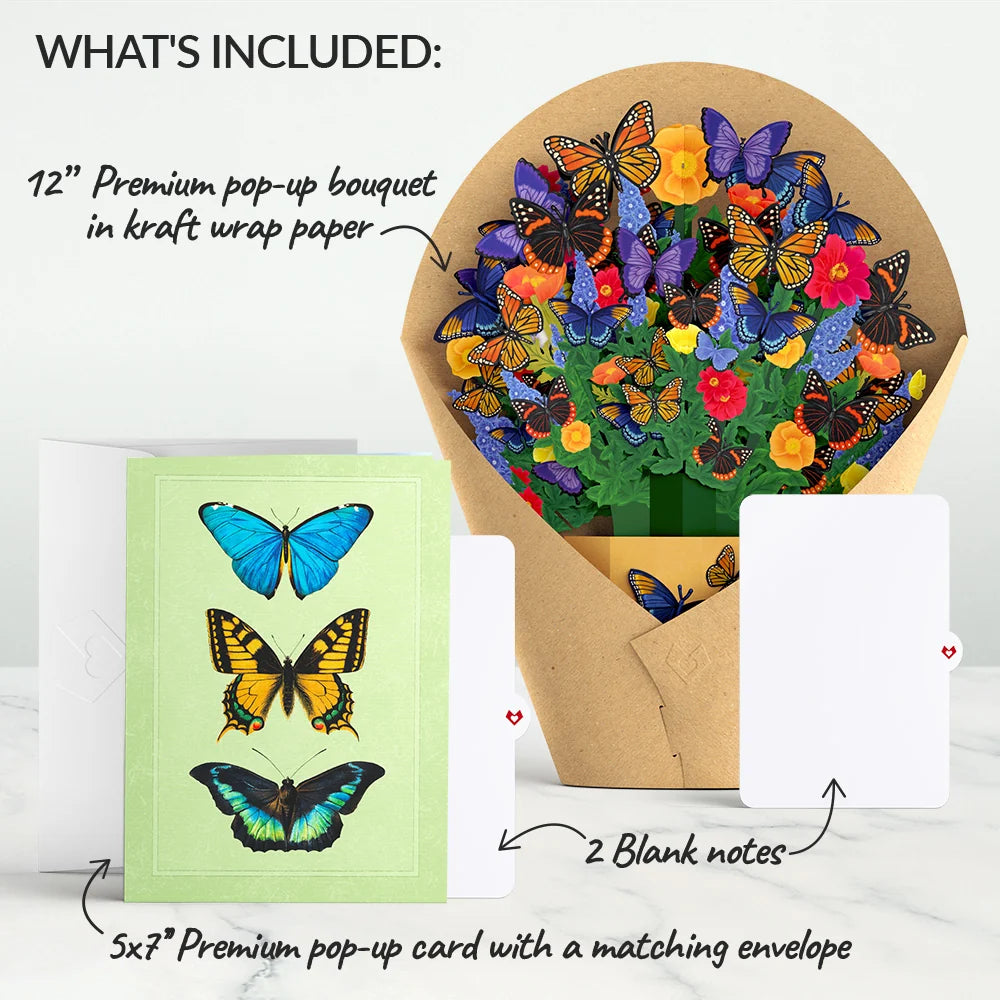 Lovepop Brilliant Butterfly Pop-Up Card and Bouquet Bundle