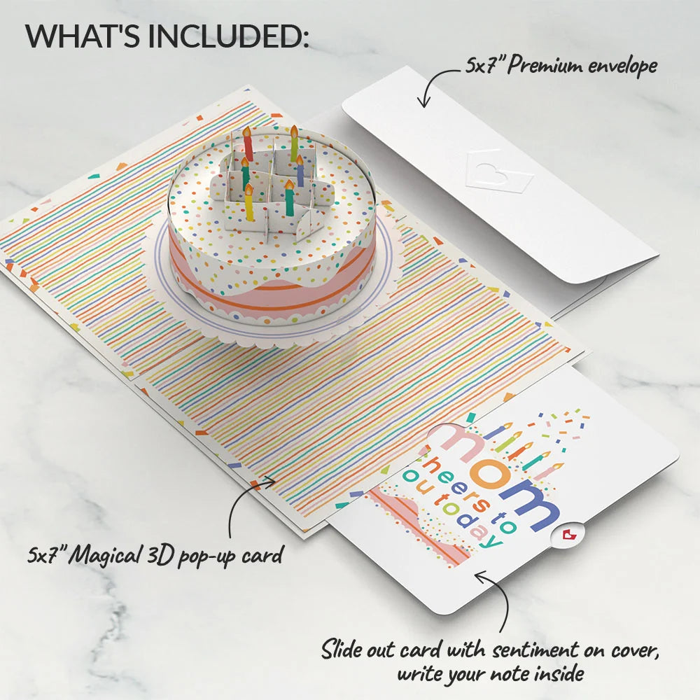Lovepop Confetti Cake Birthday Pop-Up Card and Sentiment Set for Mom Candle