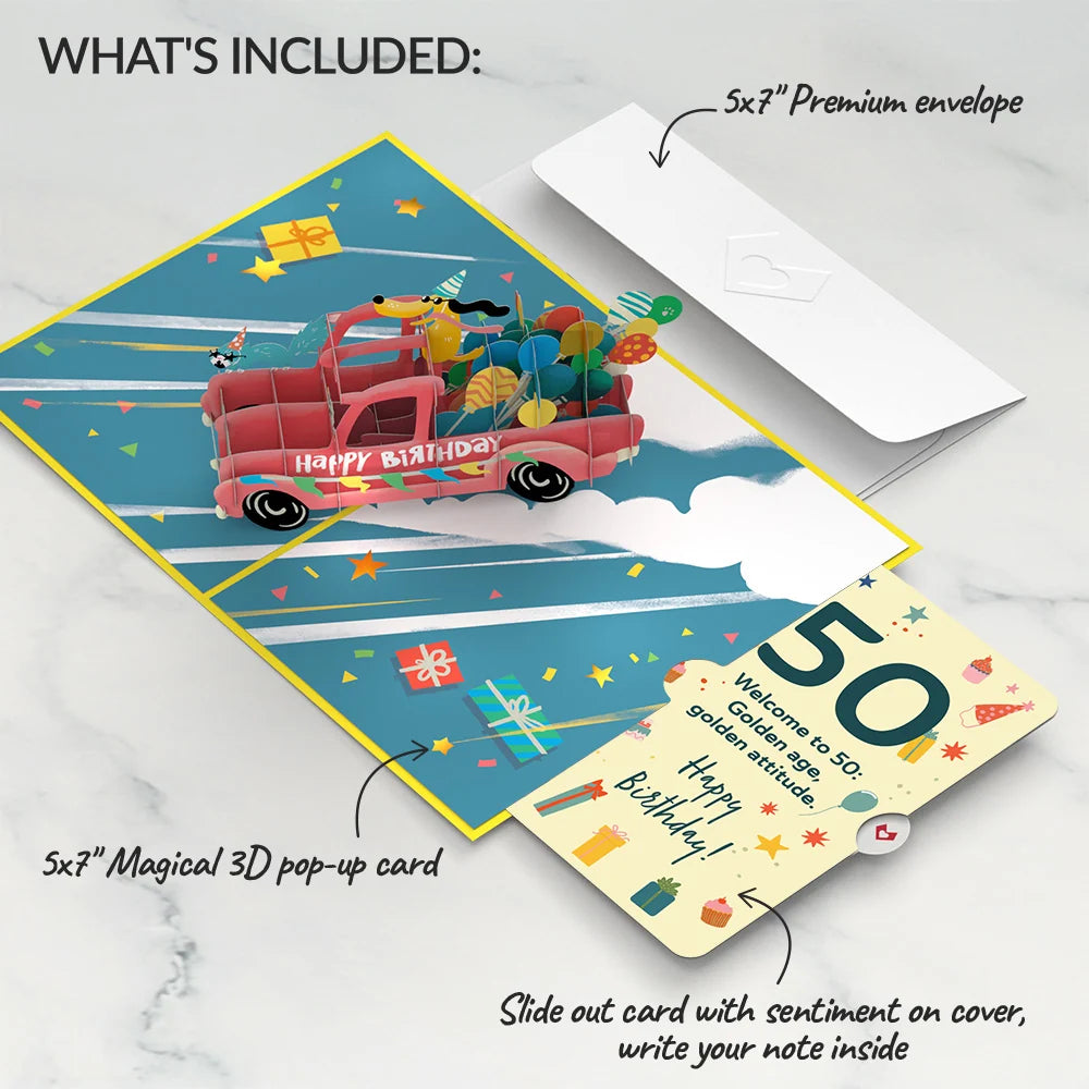 Lovepop 50th Birthday Truck Pop-Up Card and Sentiment Set