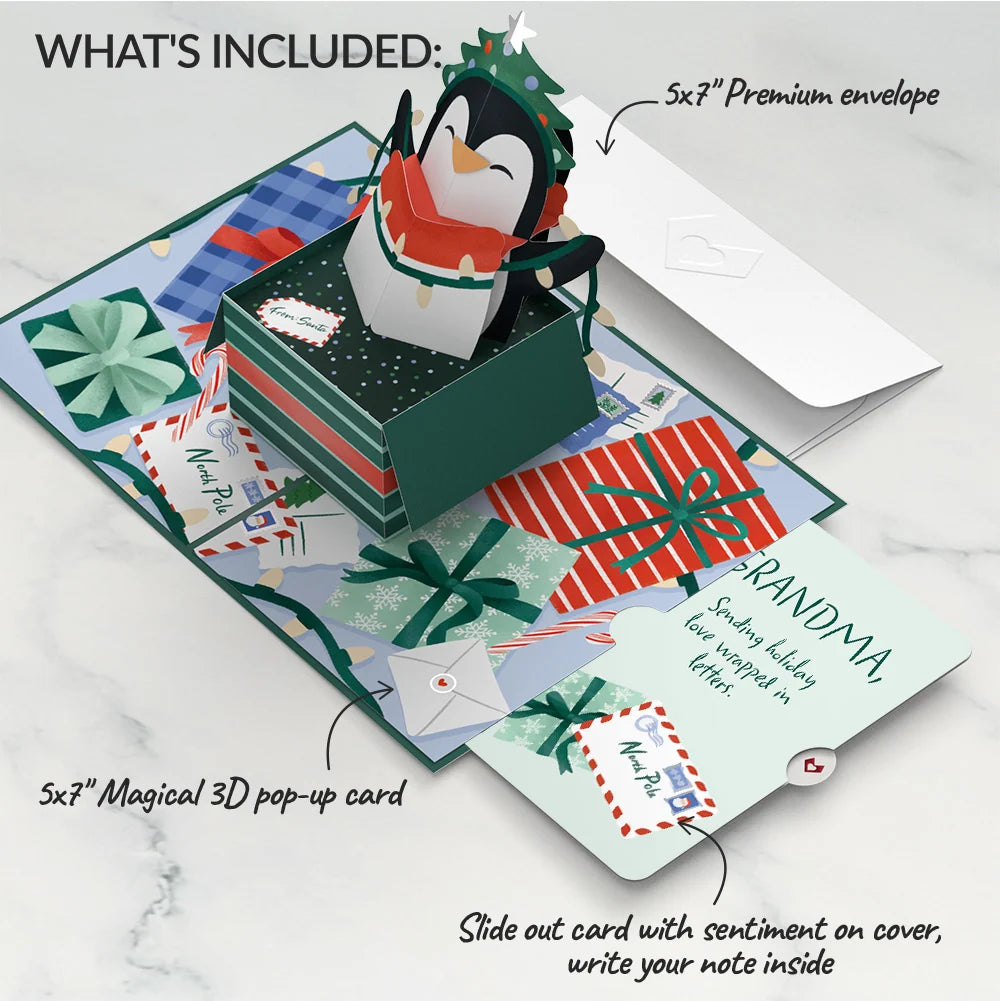 Lovepop Season’s Greetings Penguin Surprise Pop-Up Card and Sentiment Set for Grandma