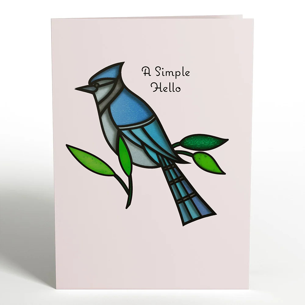 Lovepop Simple Hello Blue Jay Suncatcher Card