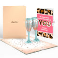 Lovepop Champagne Toast Birthday Pop-Up Card and The original YOU Sentiment Set Glass