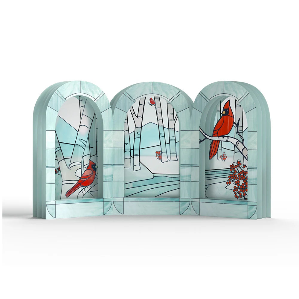 Lovepop Stained Glass Winter Cardinal Pop-Up Gift and Poinsettia Christmas Sentiment Set for Family