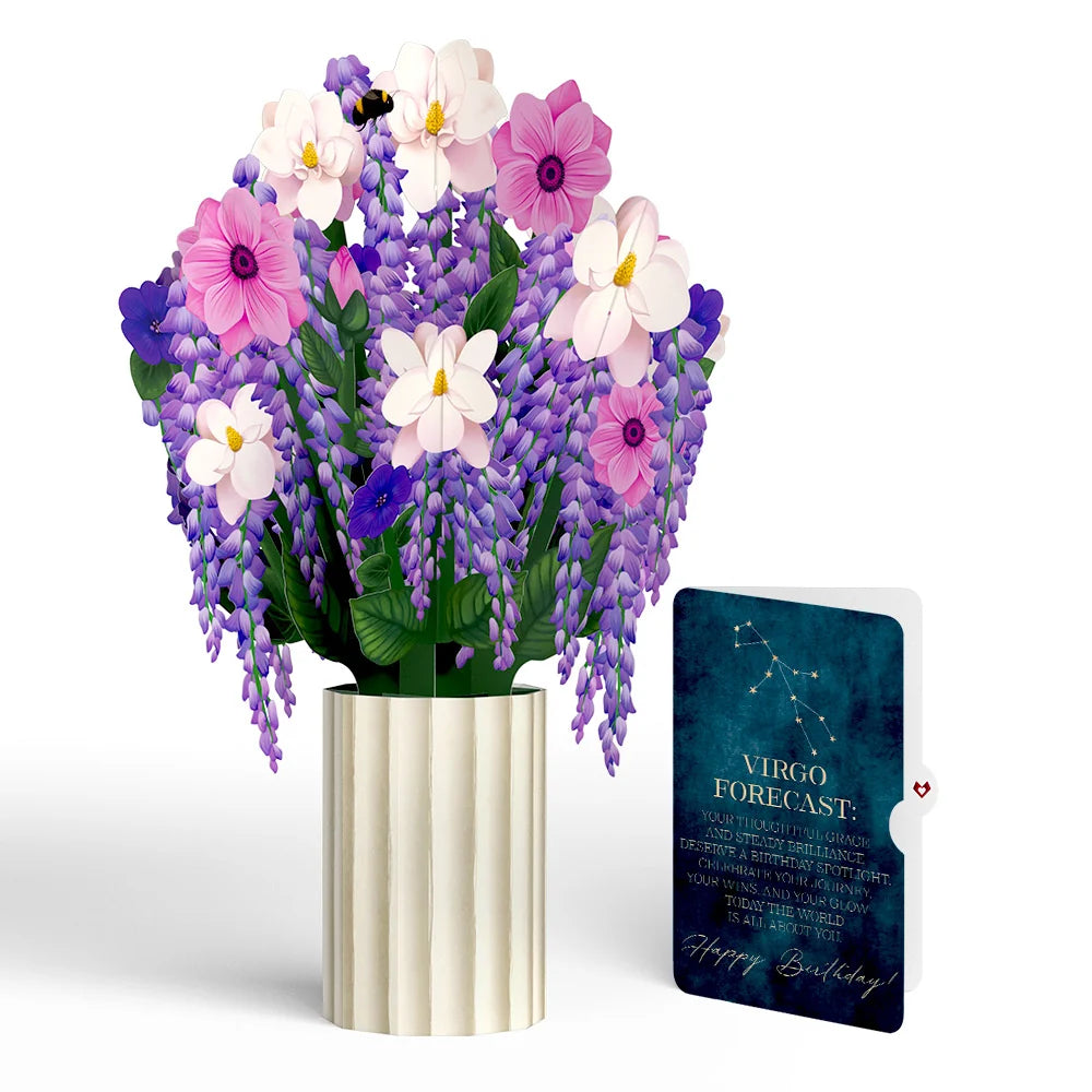 Lovepop Wisteria Birthday Bouquet and Virgo Zodiac Sentiment Set Cream