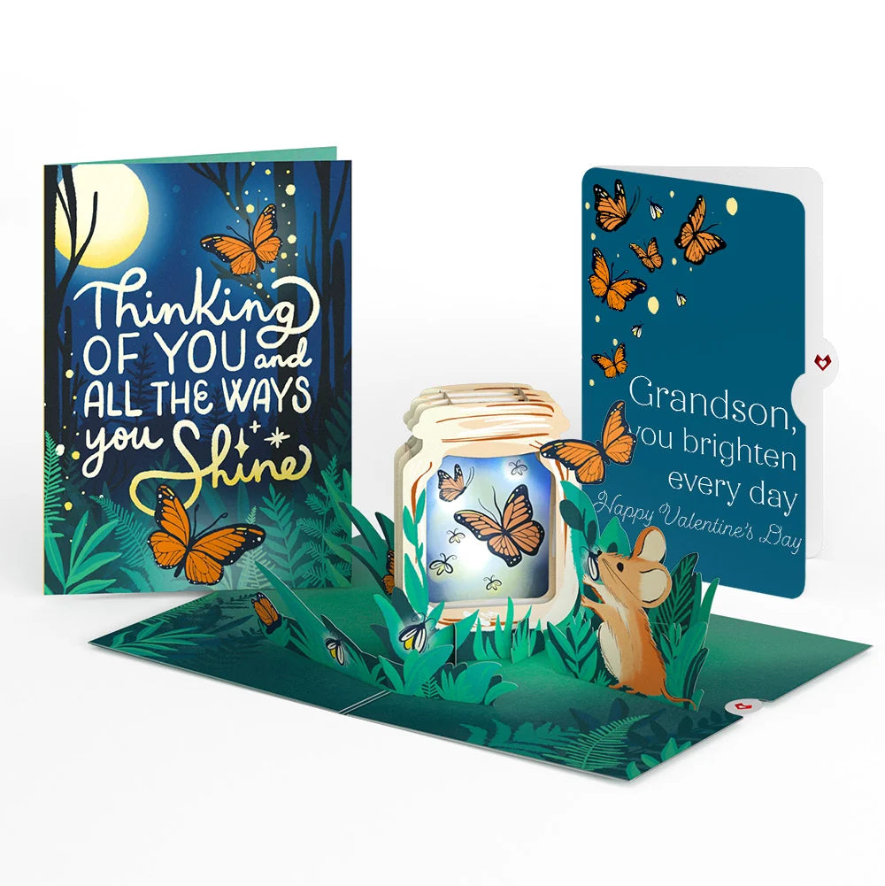 Lovepop Thinking of You Butterfly Jar Valentine Light-Up Pop-Up Card and Sentiment Set for Grandson