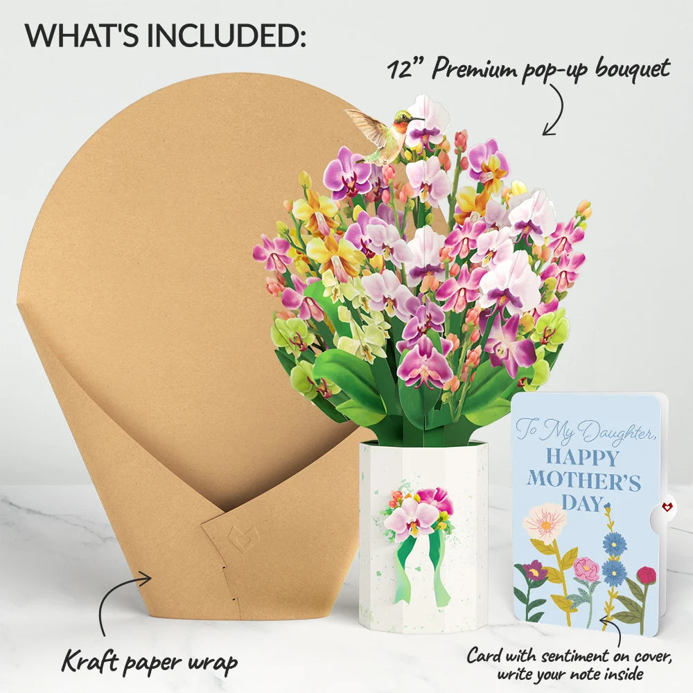 Lovepop Orchid Mother’s Day Bouquet and Sentiment Set for Daughter Vase