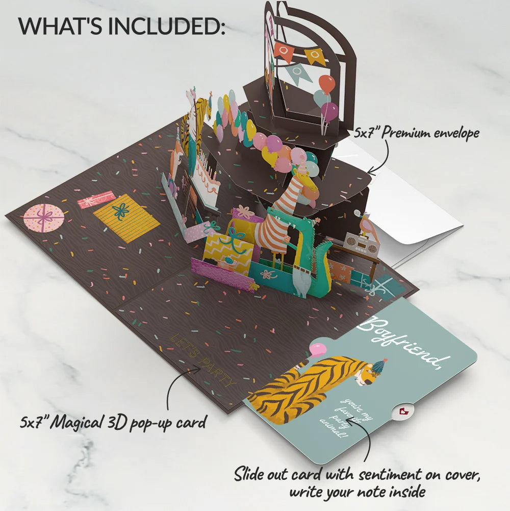 Lovepop Party Animals Birthday Pop-Up Card and Sentiment Set for Boyfriend