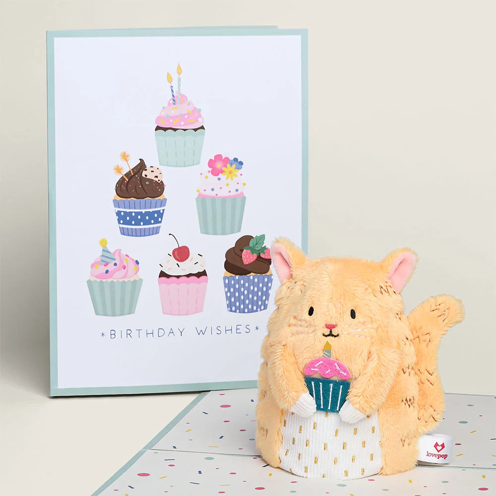 Lovepop ‘Birthday Wishes’ Cupcake Cat Plushpop Card